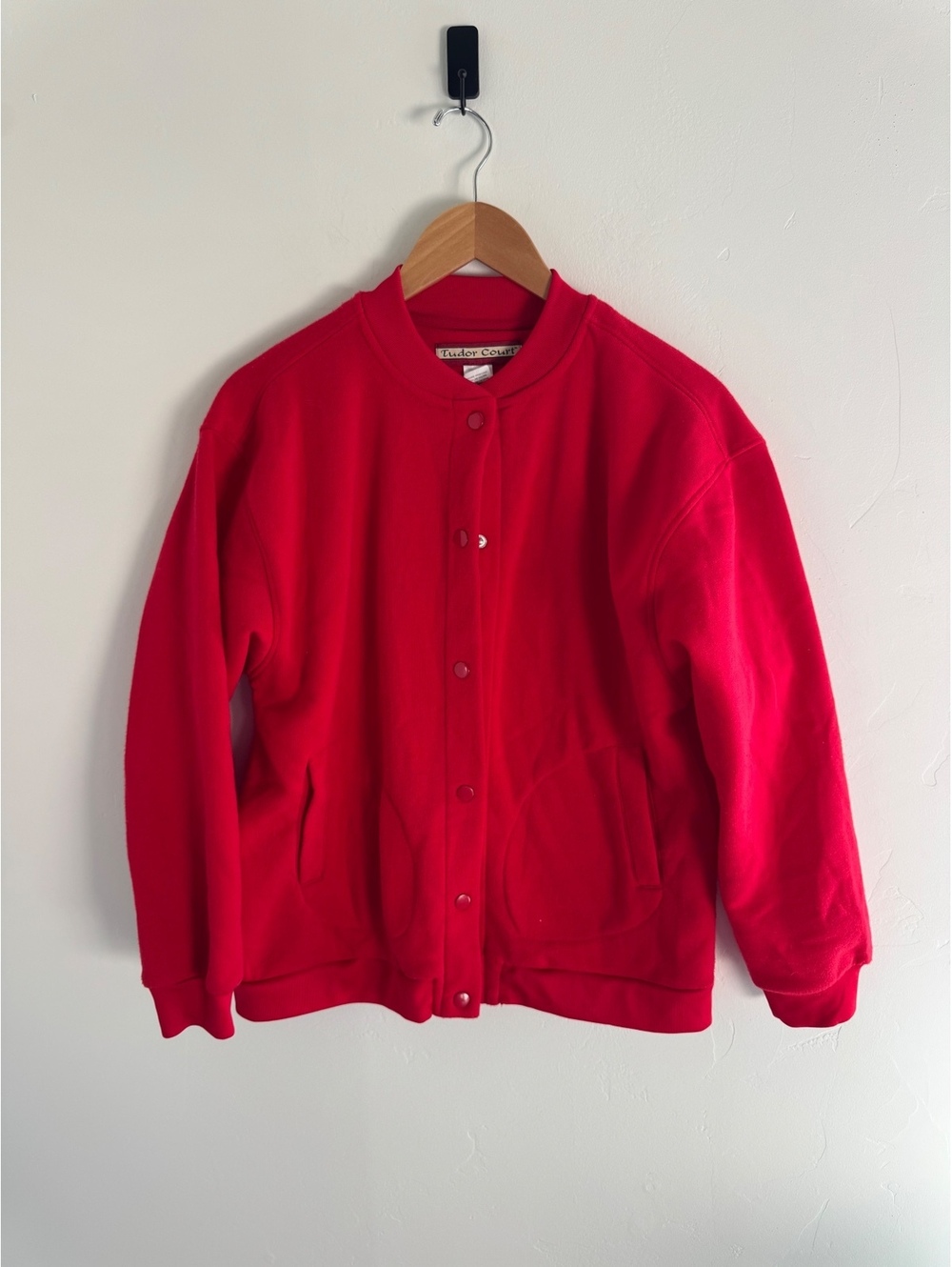Tudor Court Red Snap Front Jacket Petite Medium PM Vintage Style